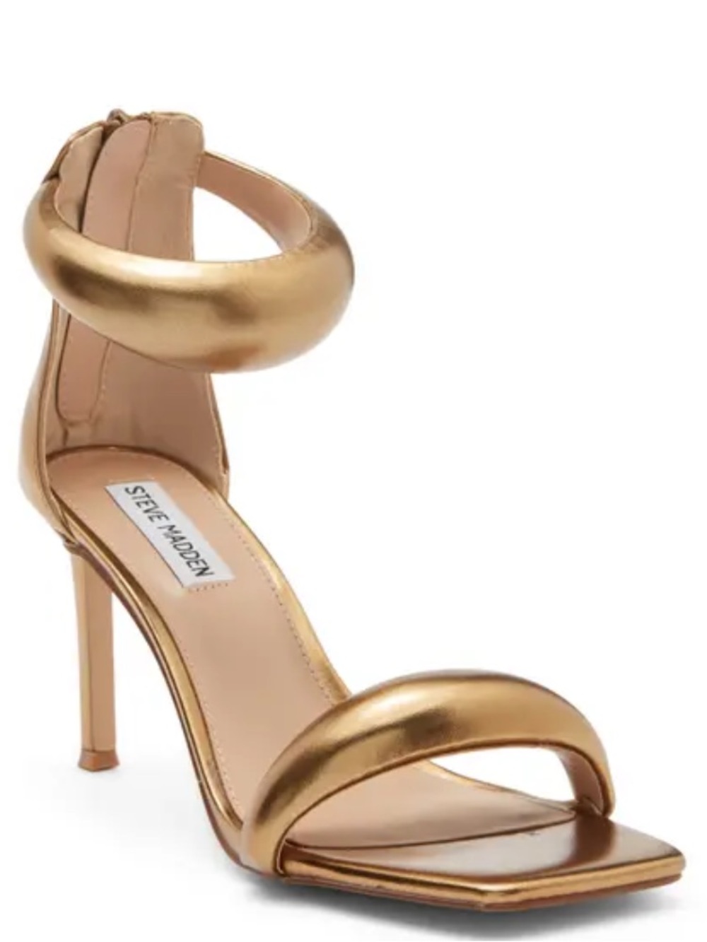 Steve Madden Gold Metallic Padded Ankle-Strap Heel